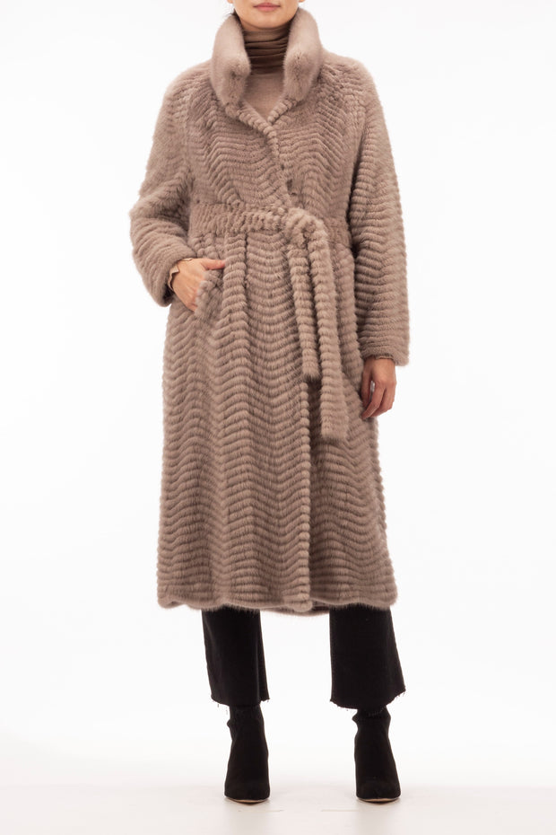 Belted Mink Waves Layer Coat – SYMETRIE