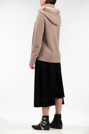 Mink-Wool And Cashmere-blend Hooded Cardigan