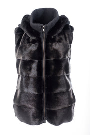 Black Mink Vest with blended Cashmere Knit