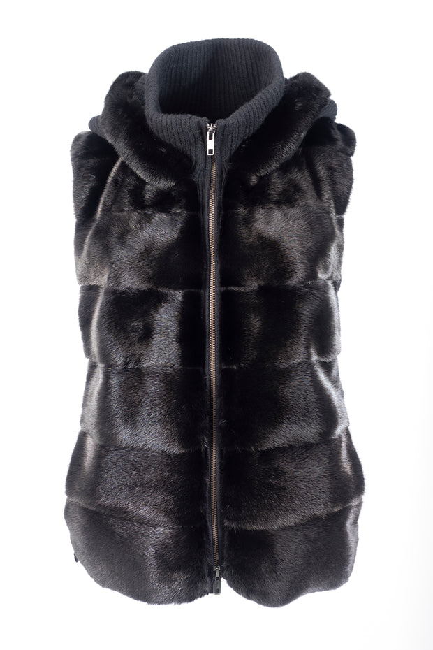 Black Mink Vest with blended Cashmere Knit