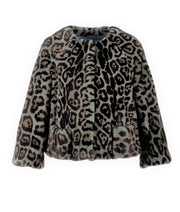 Aqua Blue Lepord Mink Jacket