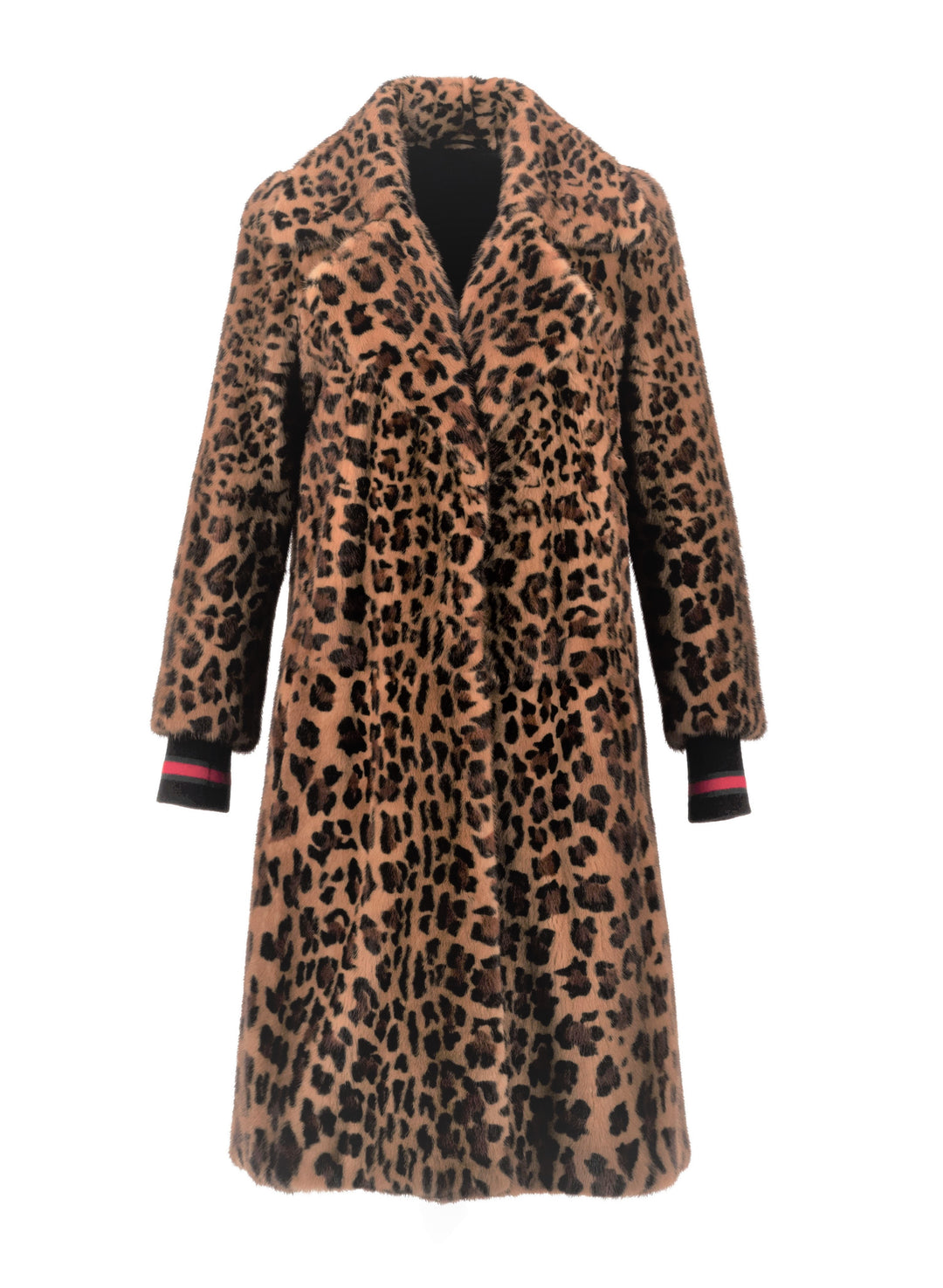 Leopard Print Mink Trimmed Wool Coat SYMETRIE