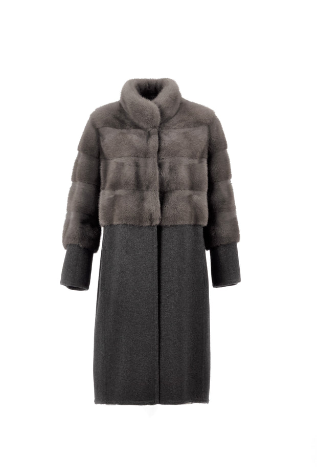 Mink with Wool and Cashmere-blend Coat